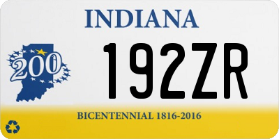 IN license plate 192ZR