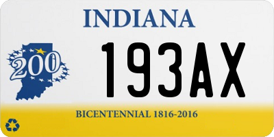 IN license plate 193AX