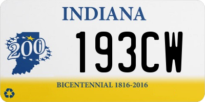 IN license plate 193CW