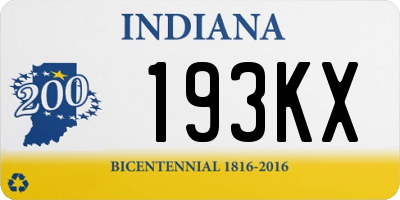 IN license plate 193KX