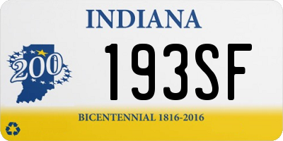 IN license plate 193SF