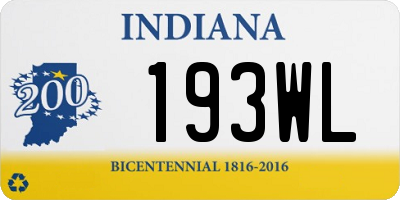 IN license plate 193WL