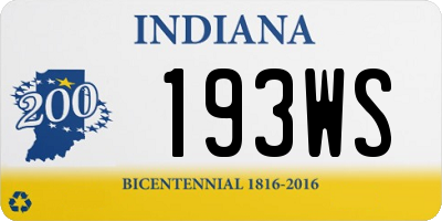 IN license plate 193WS