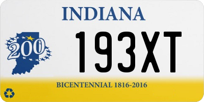 IN license plate 193XT