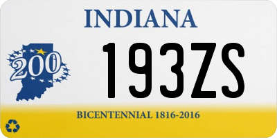 IN license plate 193ZS