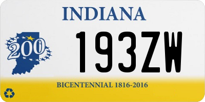 IN license plate 193ZW