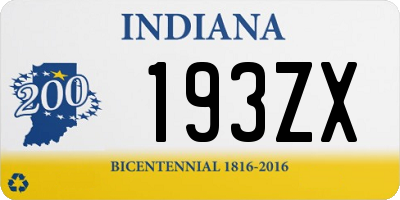 IN license plate 193ZX