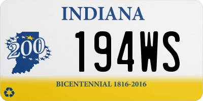 IN license plate 194WS