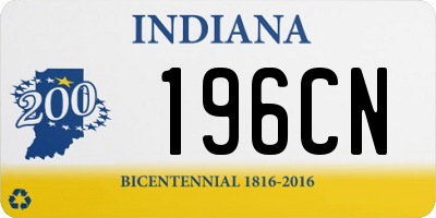 IN license plate 196CN