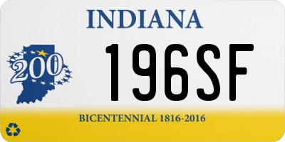 IN license plate 196SF