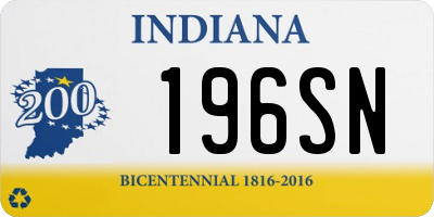 IN license plate 196SN