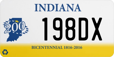 IN license plate 198DX