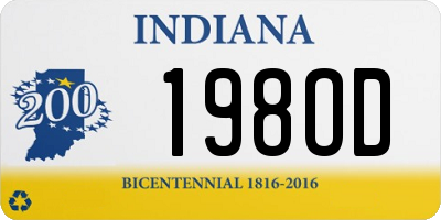 IN license plate 198OD