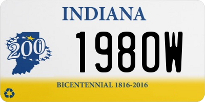 IN license plate 198OW