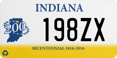 IN license plate 198ZX