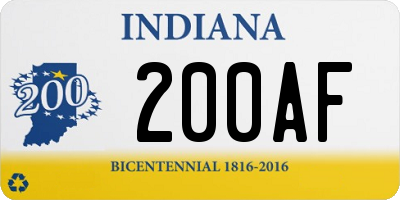 IN license plate 200AF