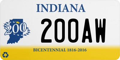 IN license plate 200AW