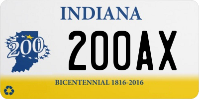 IN license plate 200AX