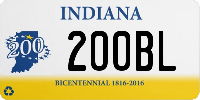 IN license plate 200BL