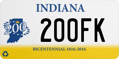 IN license plate 200FK