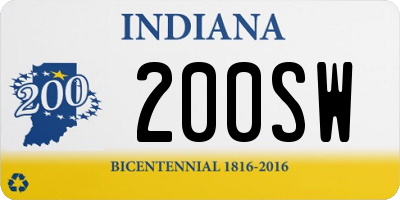 IN license plate 200SW