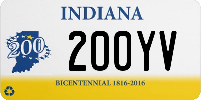 IN license plate 200YV