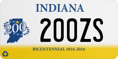 IN license plate 200ZS