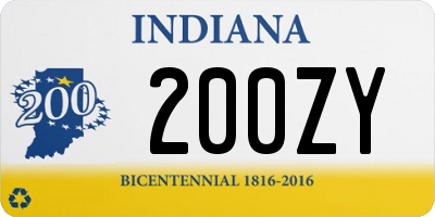 IN license plate 200ZY