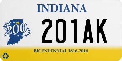 IN license plate 201AK