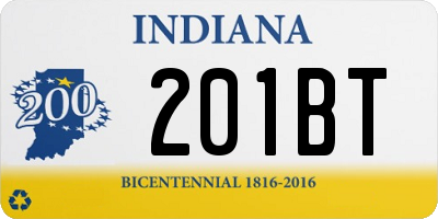 IN license plate 201BT