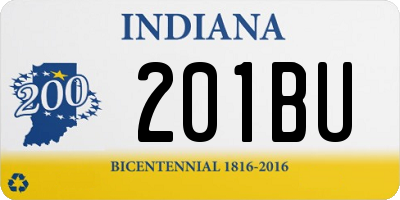 IN license plate 201BU