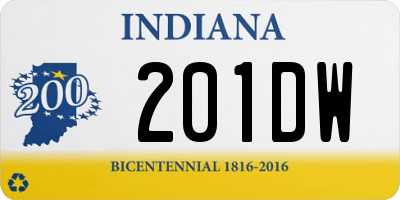 IN license plate 201DW