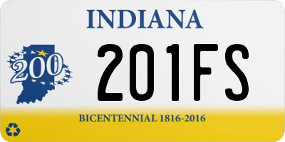 IN license plate 201FS