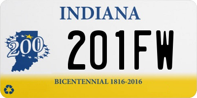 IN license plate 201FW