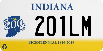 IN license plate 201LM