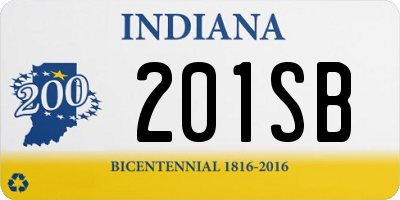 IN license plate 201SB