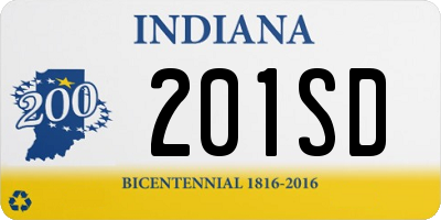 IN license plate 201SD