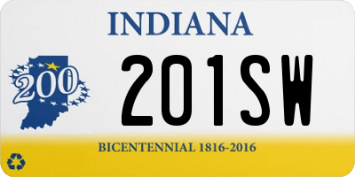 IN license plate 201SW