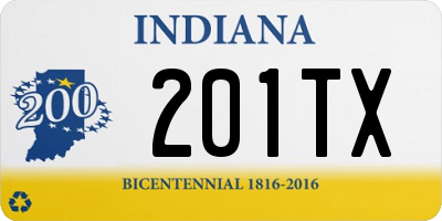 IN license plate 201TX