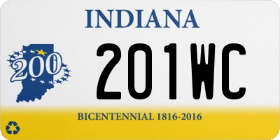 IN license plate 201WC