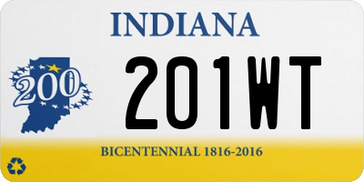 IN license plate 201WT