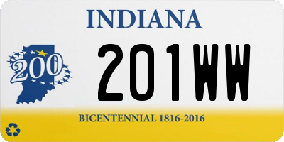 IN license plate 201WW