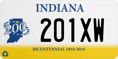 IN license plate 201XW