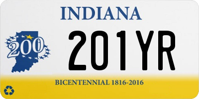 IN license plate 201YR