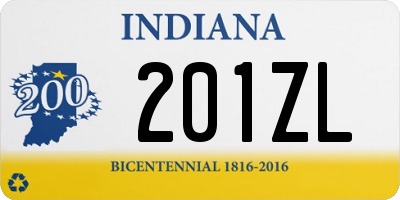 IN license plate 201ZL