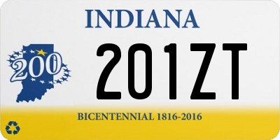 IN license plate 201ZT