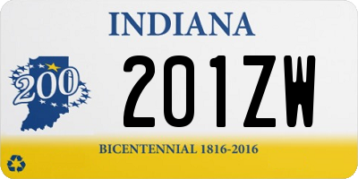 IN license plate 201ZW