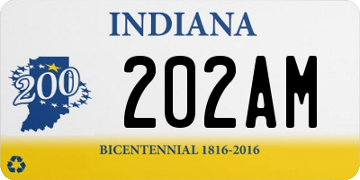 IN license plate 202AM