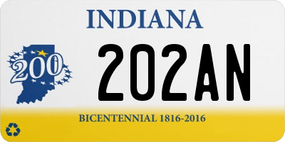 IN license plate 202AN