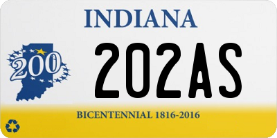 IN license plate 202AS